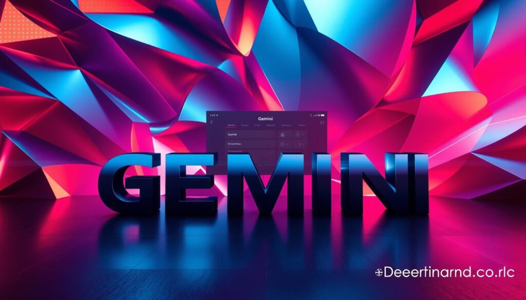 A striking digital canvas with vibrant hues and sleek geometric forms. In the foreground, the bold text A striking digital canvas with vibrant hues and sleek geometric forms. In the foreground, the bold text