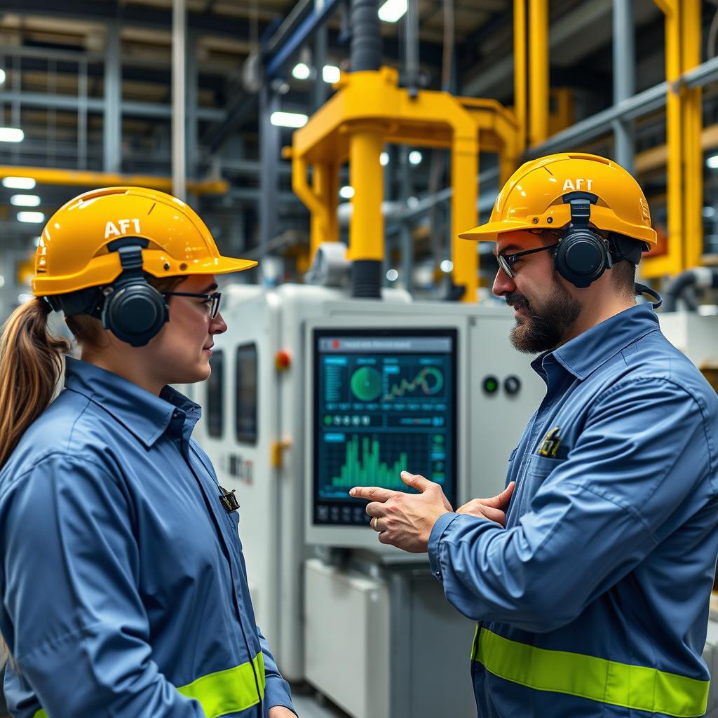 Manufacturing team using AI for production optimization