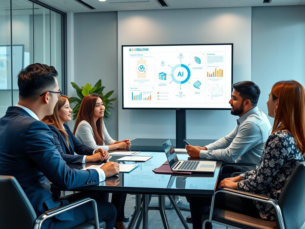Tim konsultan AI sedang melakukan sesi strategi dengan klien bisnis di Indonesia