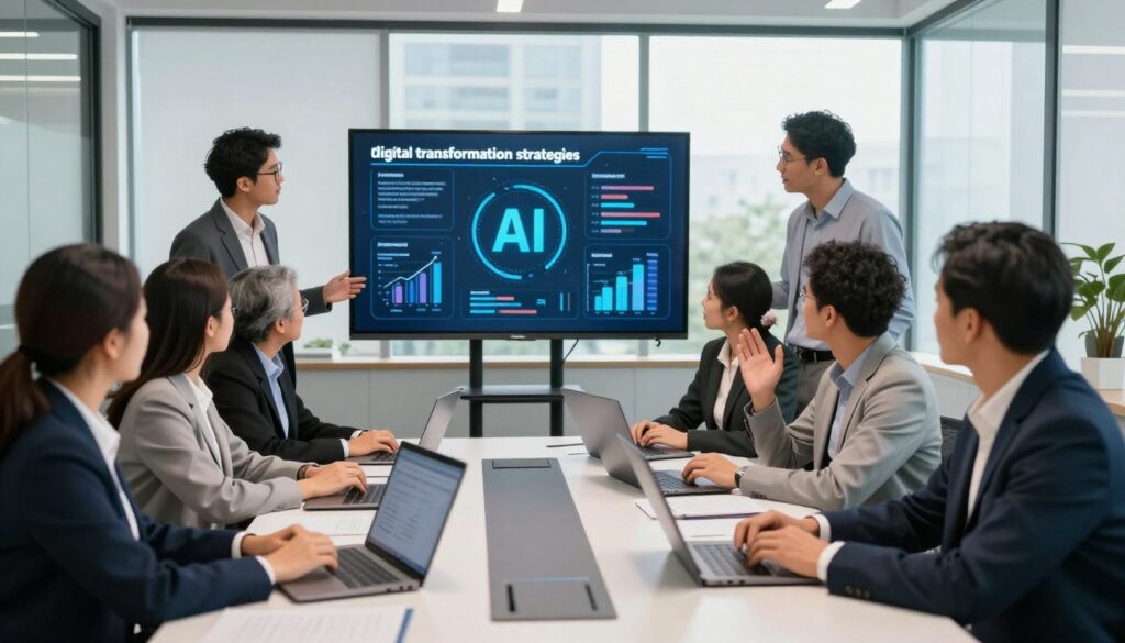 A dynamic and engaging corporate training scene illustrating 