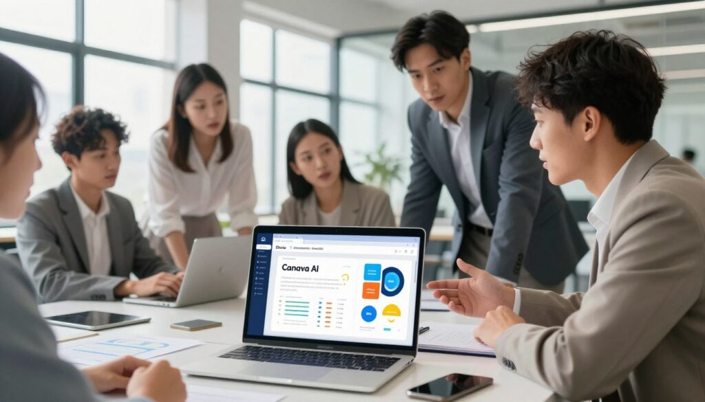 A sleek, modern business presentation setup designed by 